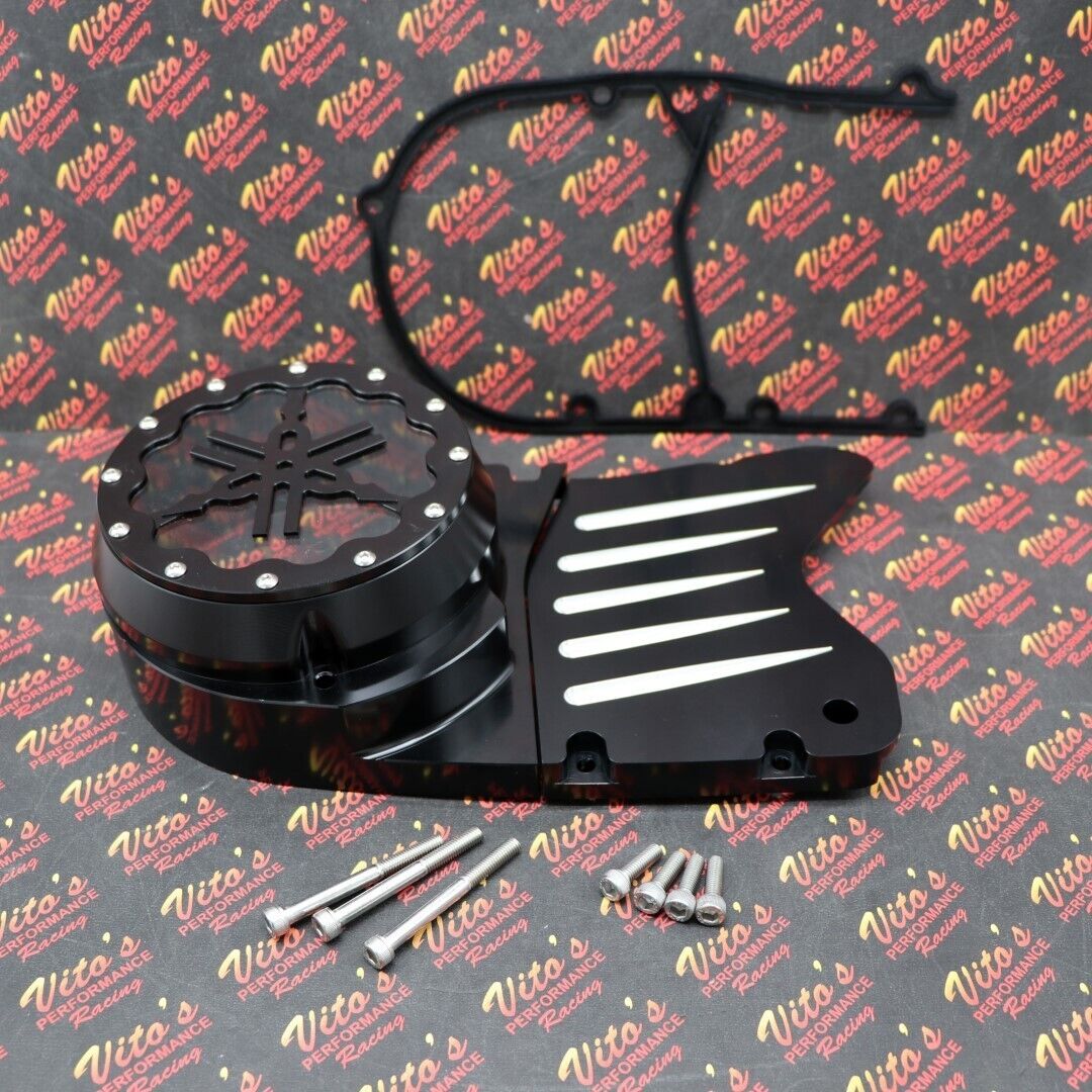 Billet aluminum stator cover clear window + 2 inserts for Yamaha Banshee BLACK 7