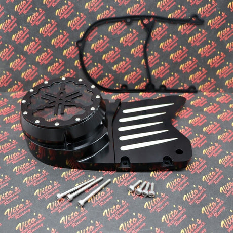 Billet aluminum stator cover clear window + 2 inserts for Yamaha Banshee BLACK 7