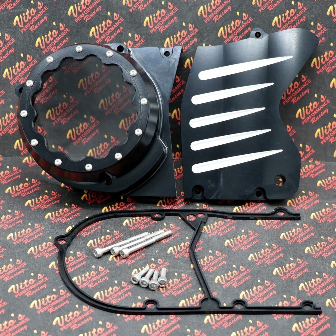Billet aluminum stator cover clear window + 2 inserts for Yamaha Banshee BLACK 11