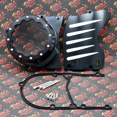 Billet aluminum stator cover clear window + 2 inserts for Yamaha Banshee BLACK 11