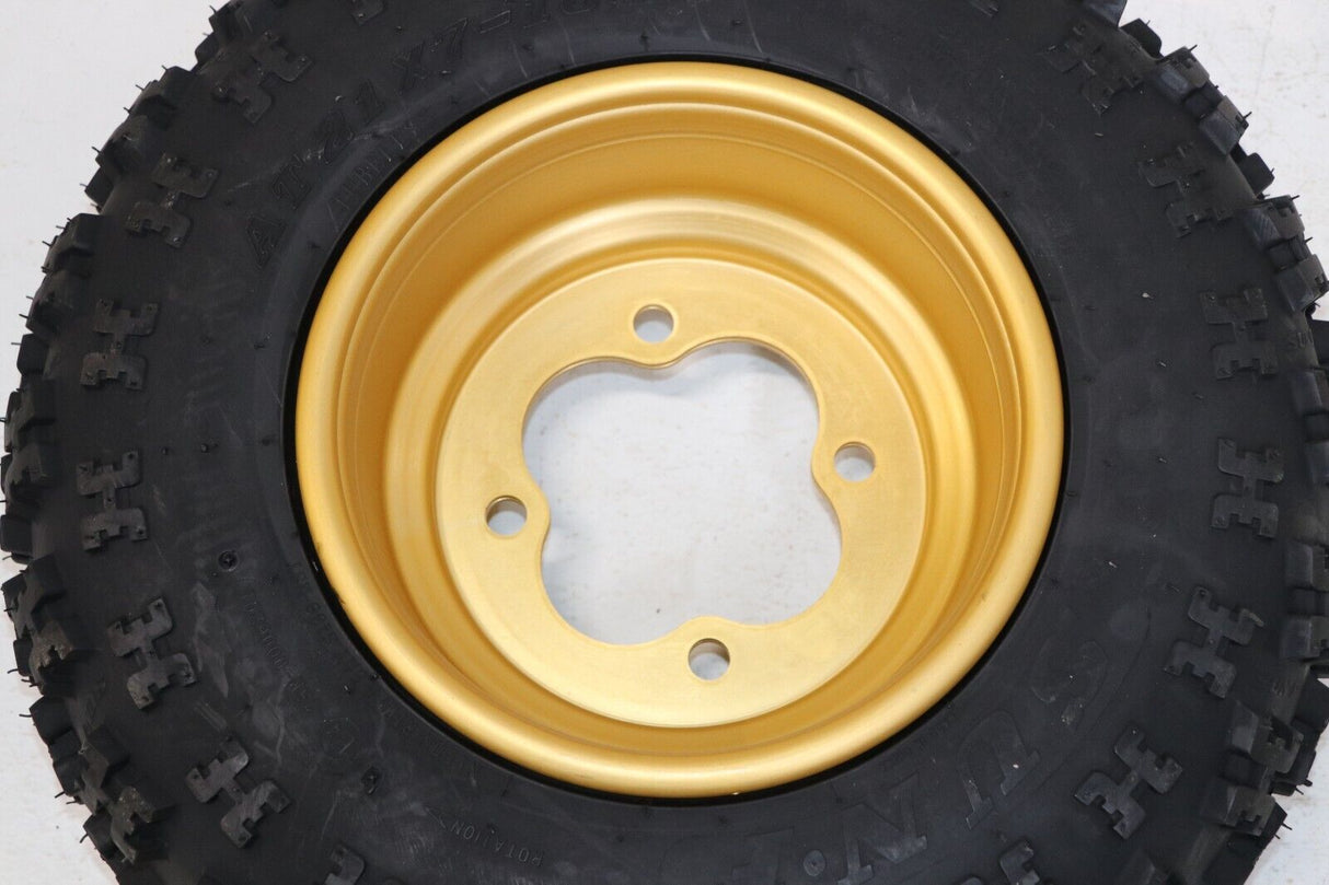 NEW 21x7x10 front tires + wheels rims HONDA 450r 400EX 300EX TRX250r GOLD 6