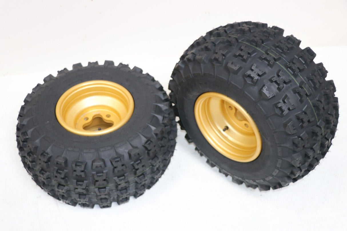 NEW 20x11x9 rear tires + wheels rims HONDA 450r 400EX 300EX TRX250r GOLD 1