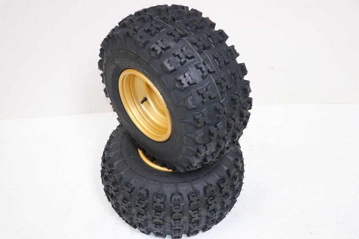 NEW 20x11x9 rear tires + wheels rims HONDA 450r 400EX 300EX TRX250r GOLD 3