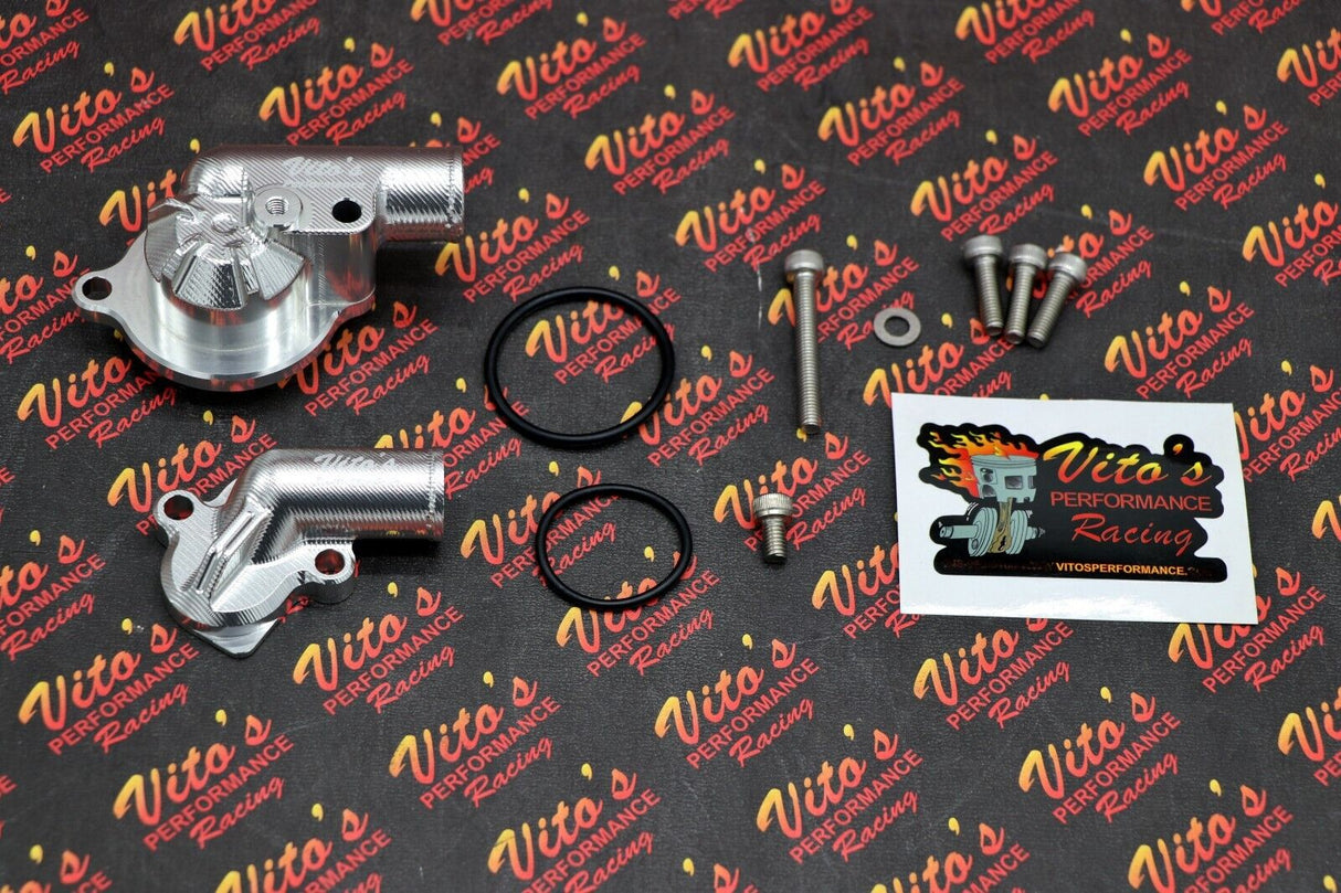 Vitos Billet water pump housing cover inlet outlet Yamaha Raptor 700 700R silver 1