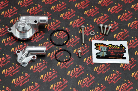 Vitos Billet water pump housing cover inlet outlet Yamaha Raptor 700 700R silver 1