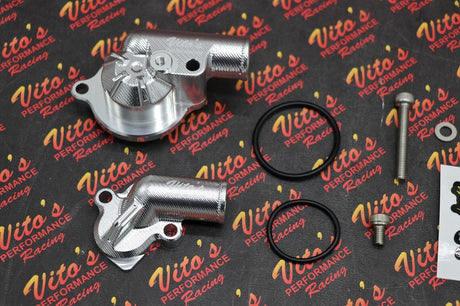 Vitos Billet water pump housing cover inlet outlet Yamaha Raptor 700 700R silver 2
