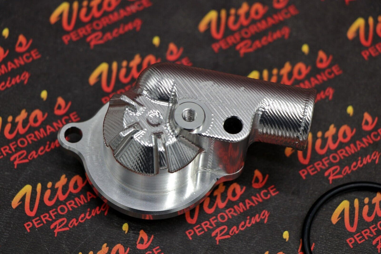 Vitos Billet water pump housing cover inlet outlet Yamaha Raptor 700 700R silver 3