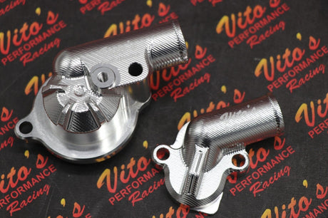 Vitos Billet water pump housing cover inlet outlet Yamaha Raptor 700 700R silver 5