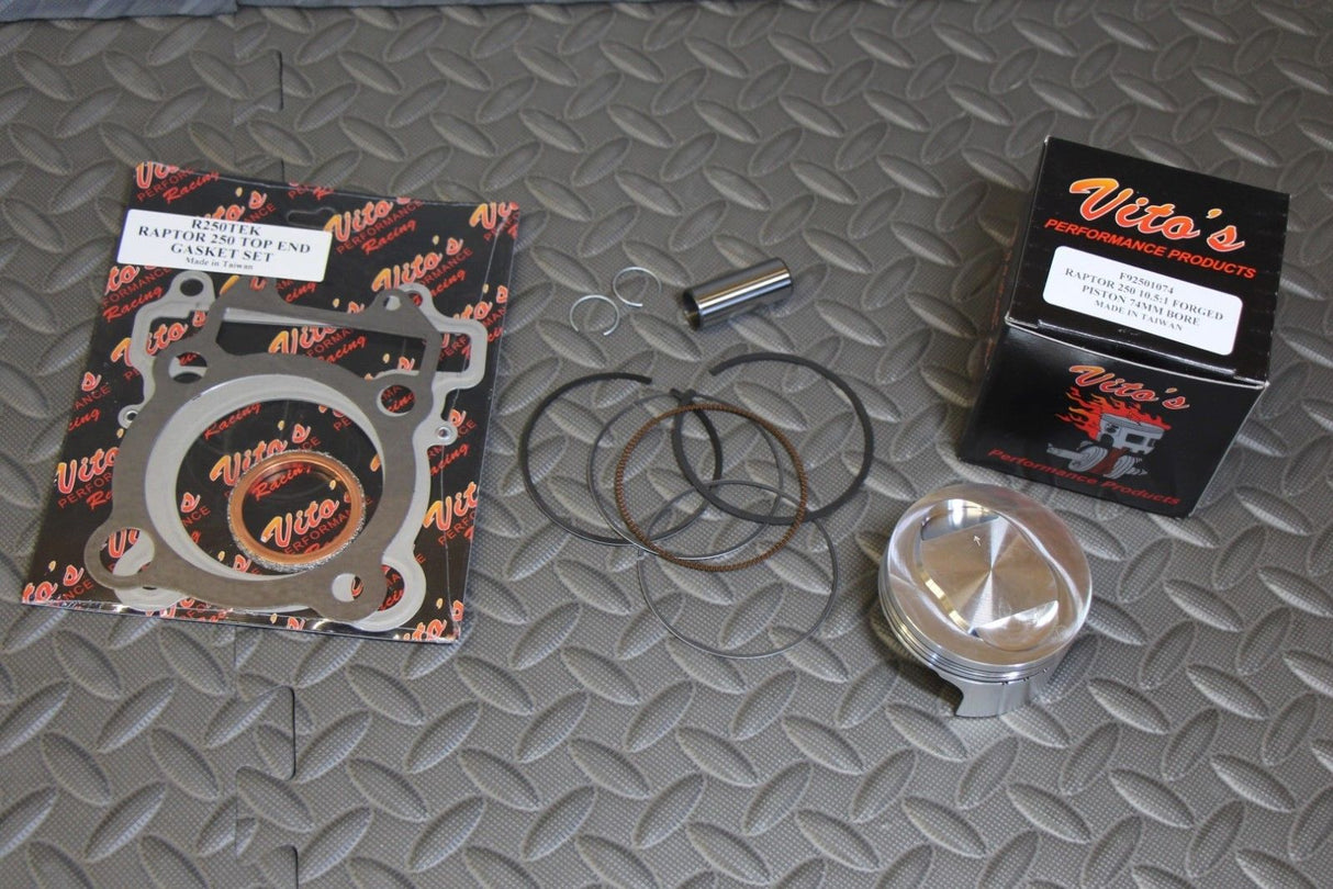 VITO'S PERFORMANCE Raptor 250 10.5:1 pump gas stock size PISTON + GASKET KIT 1