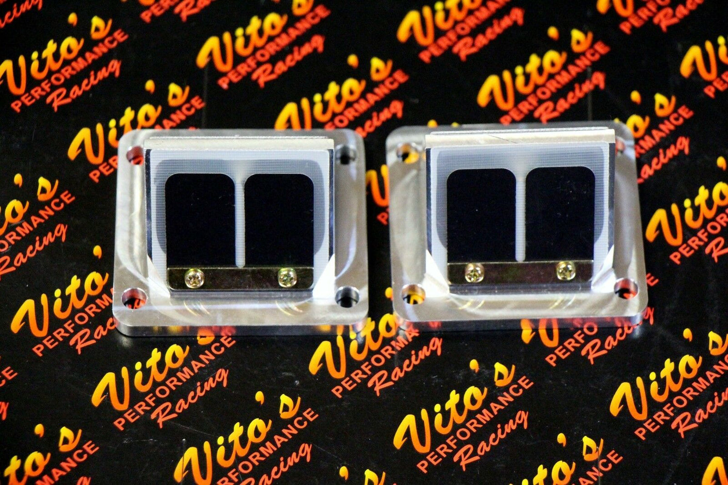 Vito's billet aluminum BULLSEYE REED VALVE CAGES + carbon flex reeds BANSHEE 4