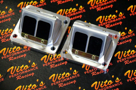 Vito's billet aluminum BULLSEYE REED VALVE CAGES + carbon flex reeds BANSHEE 5