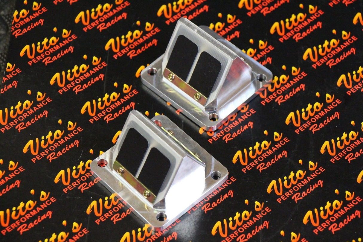 Vito's billet aluminum BULLSEYE REED VALVE CAGES + carbon flex reeds BANSHEE 7