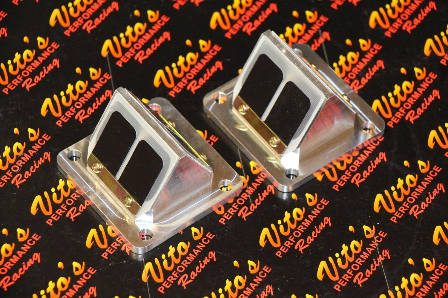 Vito's billet aluminum BULLSEYE REED VALVE CAGES + carbon flex reeds BANSHEE 8