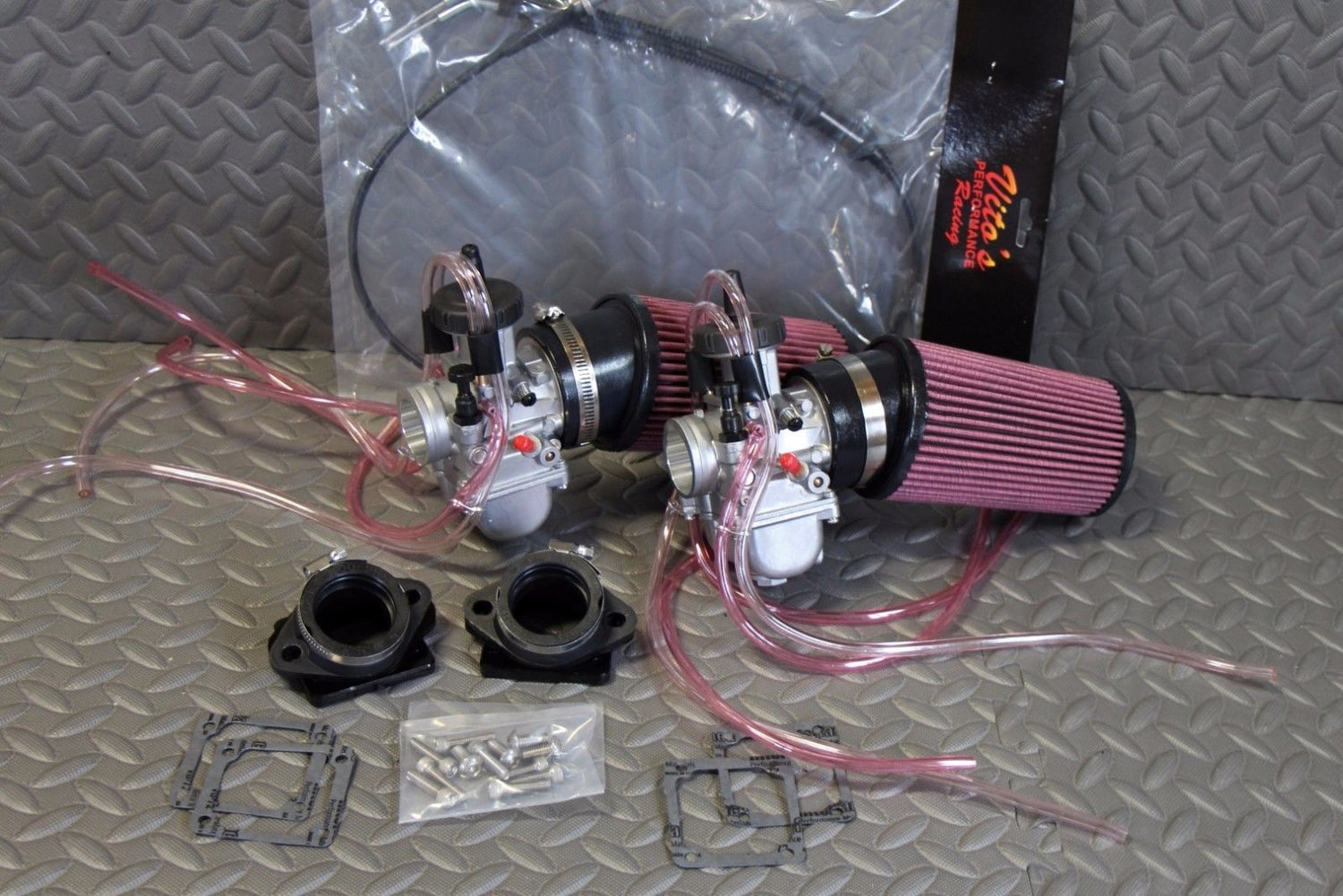 NEW 2 x 35mm carburetors carbs + throttle cable Banshee + pod filters + intakes 1