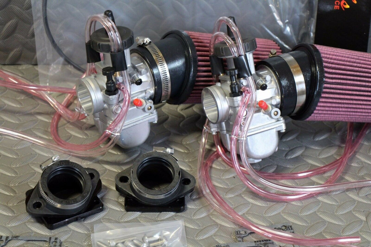 NEW 2 x 35mm carburetors carbs + throttle cable Banshee + pod filters + intakes 2