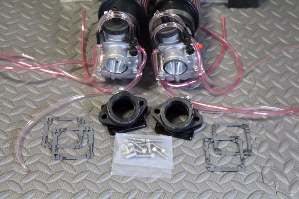 NEW 2 x 35mm carburetors carbs + throttle cable Banshee + pod filters + intakes 4