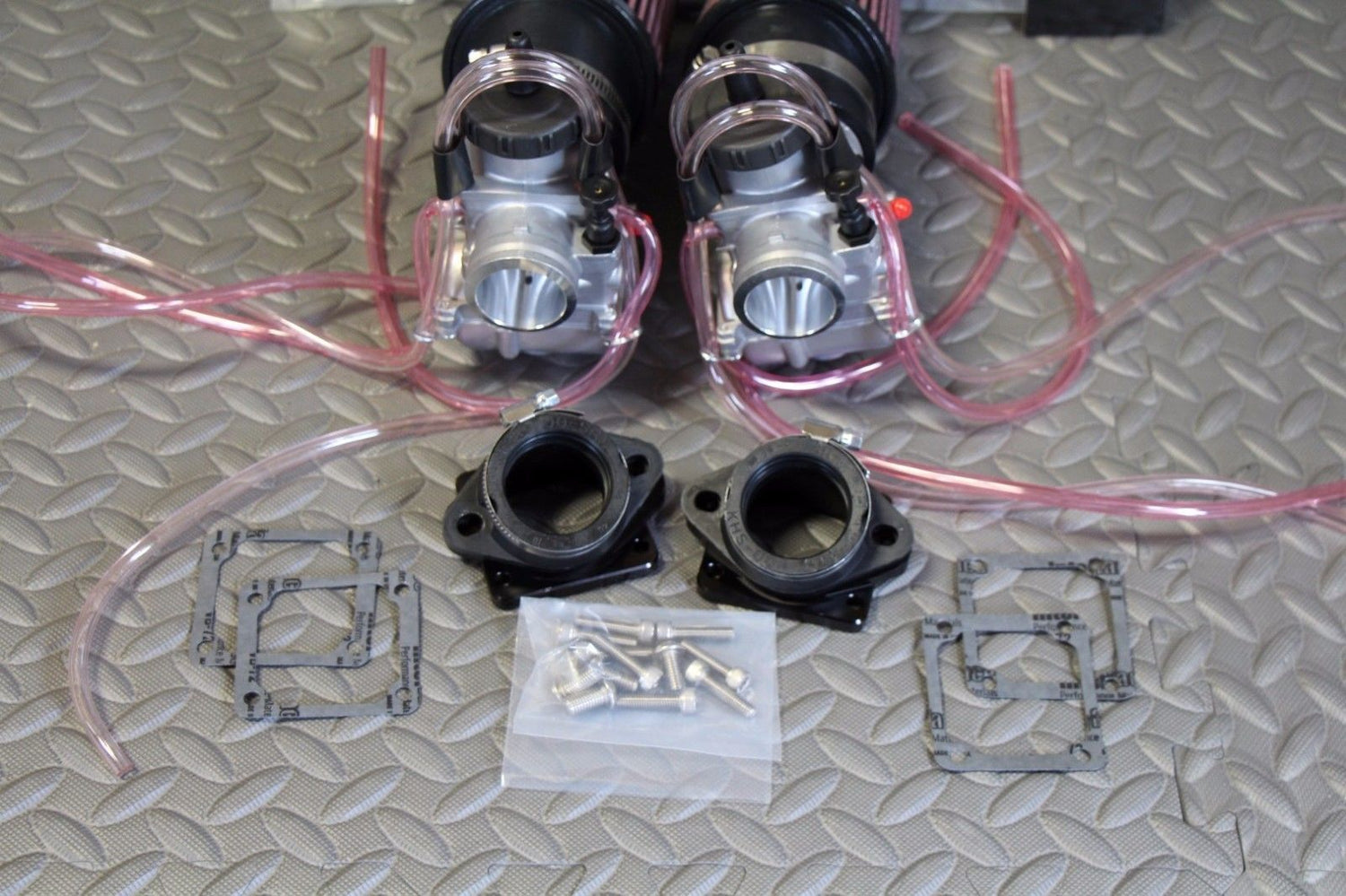 NEW 2 x 35mm carburetors carbs + throttle cable Banshee + pod filters + intakes 4