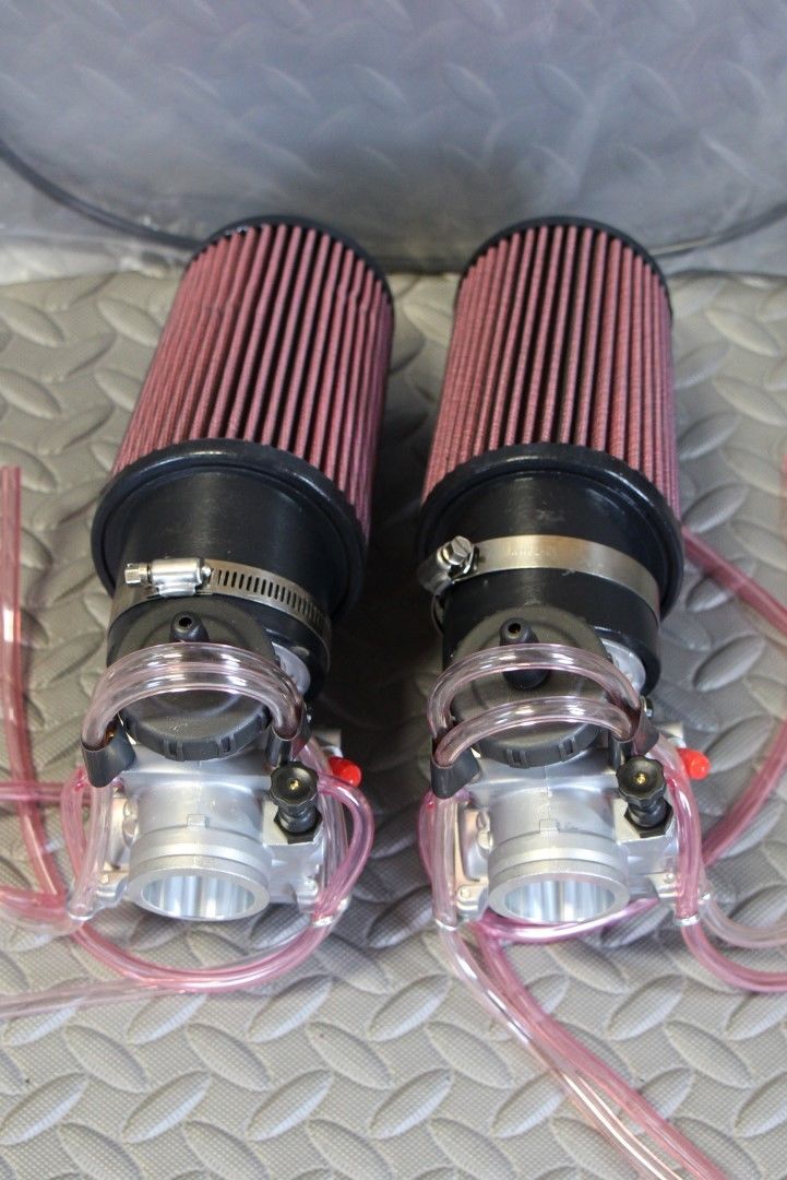 NEW 2 x 35mm carburetors carbs + throttle cable Banshee + pod filters + intakes 6