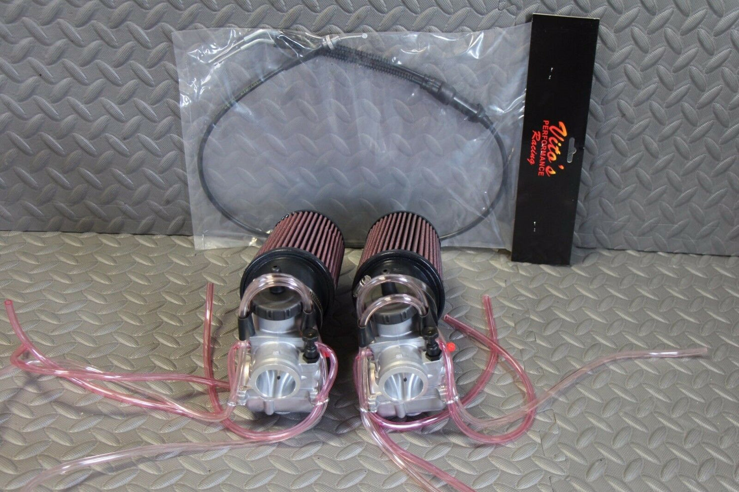 NEW 2 x 35mm carburetors carbs + throttle cable Banshee + pod filters + intakes 7