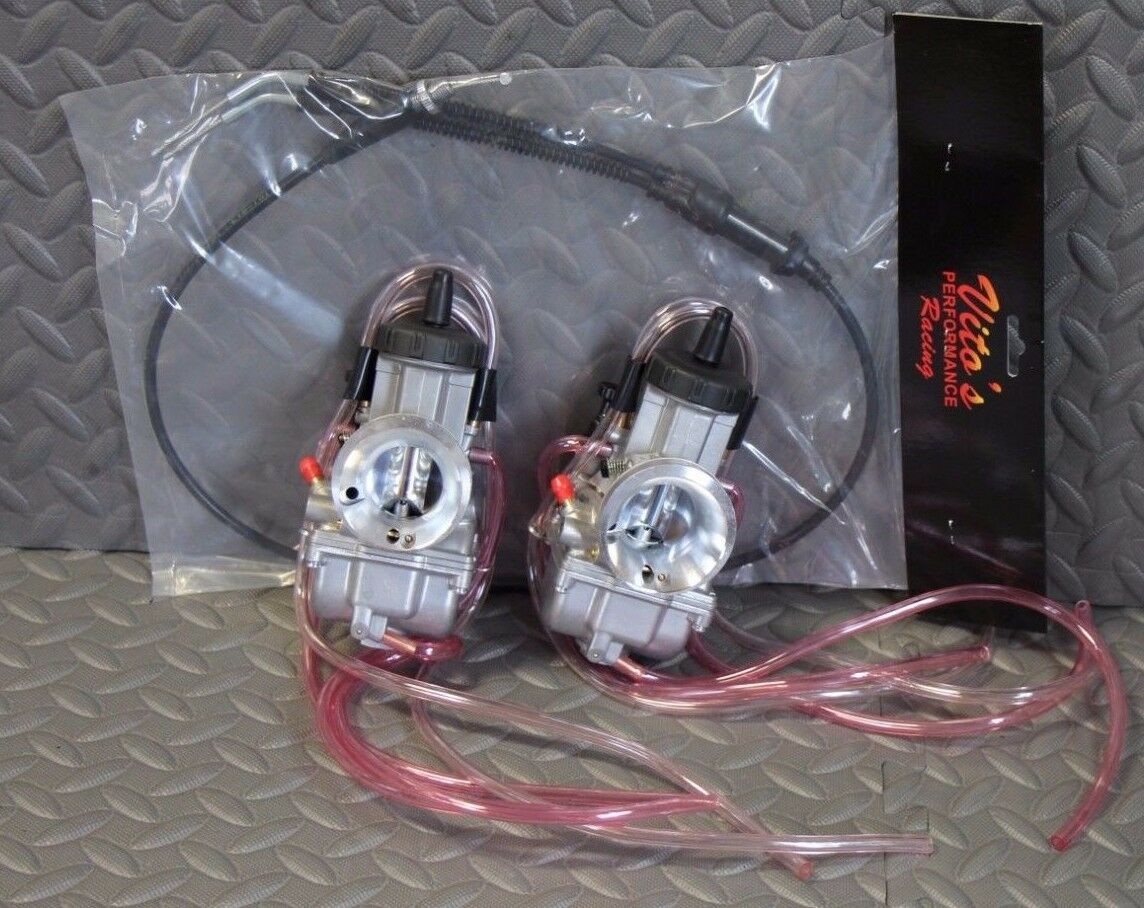 NEW 2 x 35mm carburetors carbs + throttle cable Banshee + pod filters + intakes 8