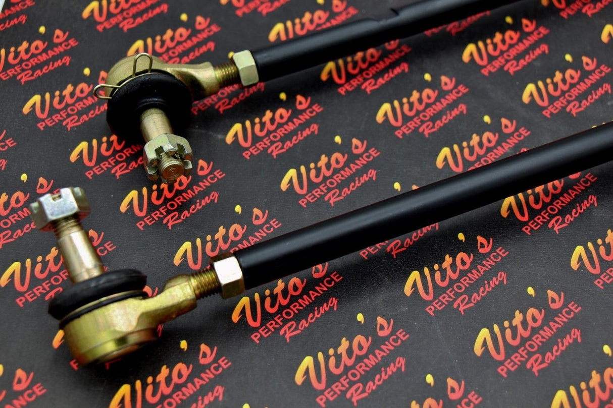 2 x NEW Vito's Yamaha Banshee BLACK tie rods + ball joints STOCK LENGTH kit 4