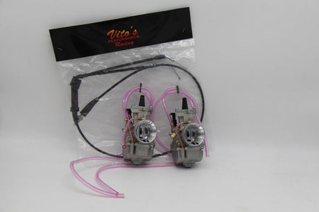 2 X Yamaha Banshee 34MM 34 Mil Larger Carbs Carburetors PWK + Vito's Thumb Cable 1