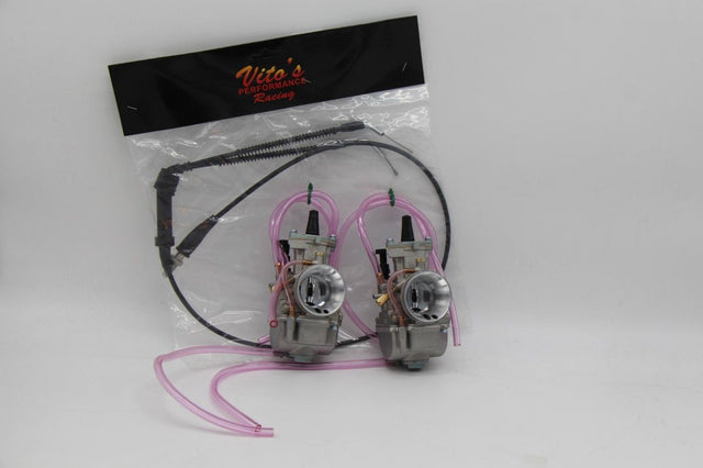 2 X Yamaha Banshee 34MM 34 Mil Larger Carbs Carburetors PWK + Vito's Thumb Cable 1