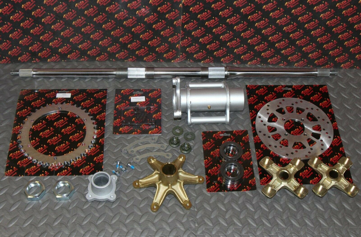 New +2" Banshee Rear Setup Axle Carrier Rotor + Hubs + Sprocket 38 Tooth CHROME 1