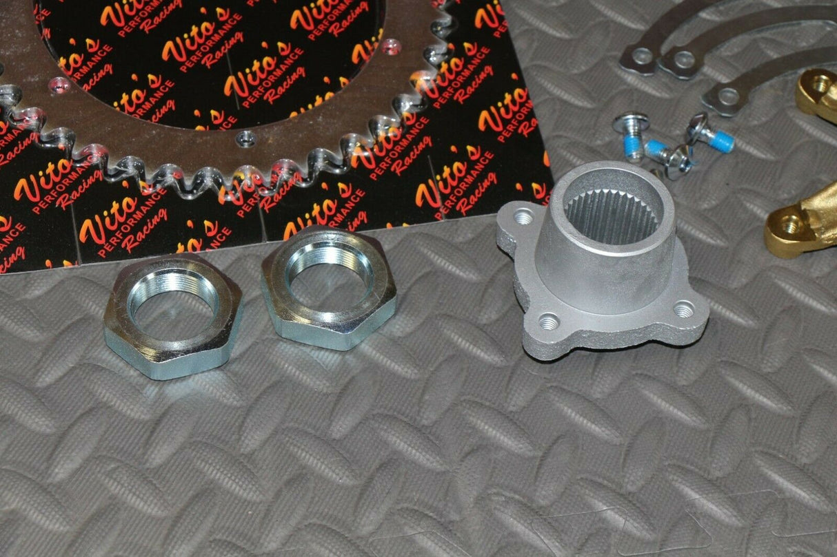 New +2" Banshee Rear Setup Axle Carrier Rotor + Hubs + Sprocket 38 Tooth CHROME 5