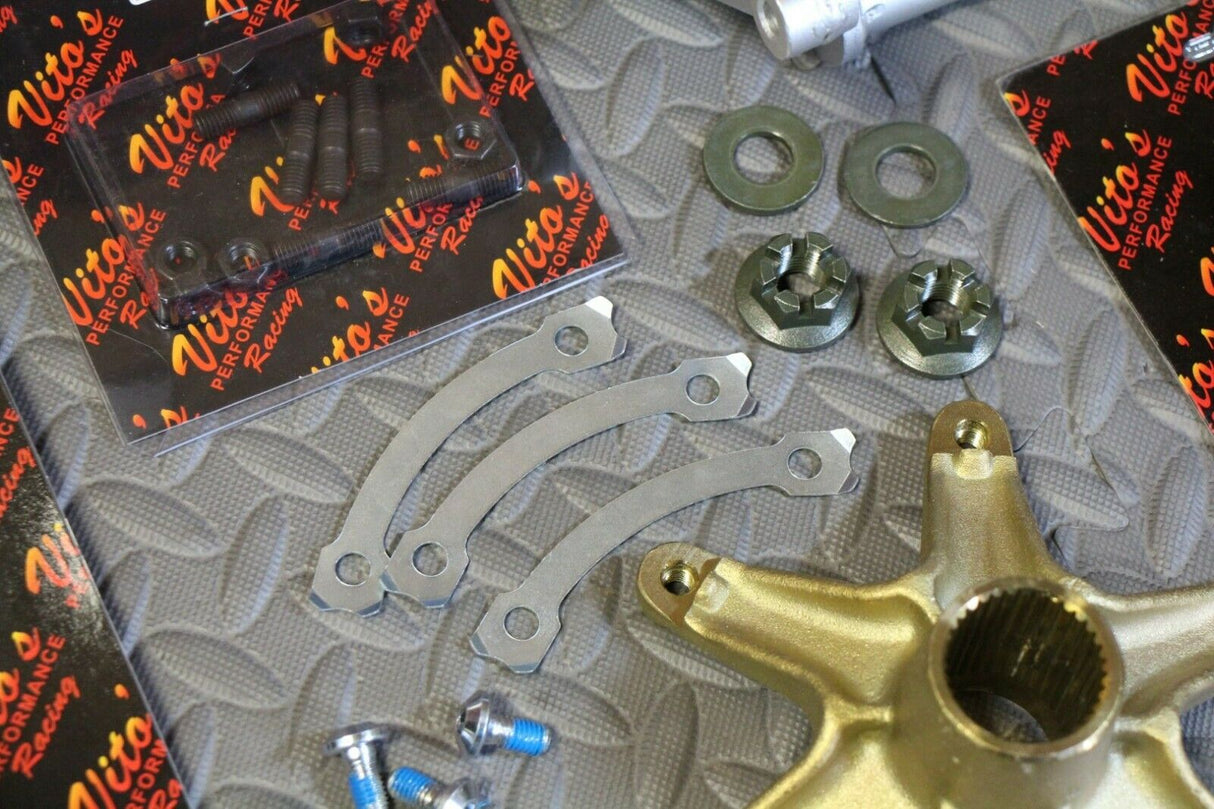 New +2" Banshee Rear Setup Axle Carrier Rotor + Hubs + Sprocket 38 Tooth CHROME 6