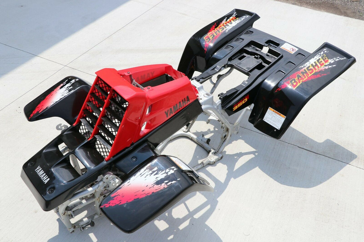 Yamaha Banshee fenders + gas tank plastic grill + graphics BLACK RED 1997 12