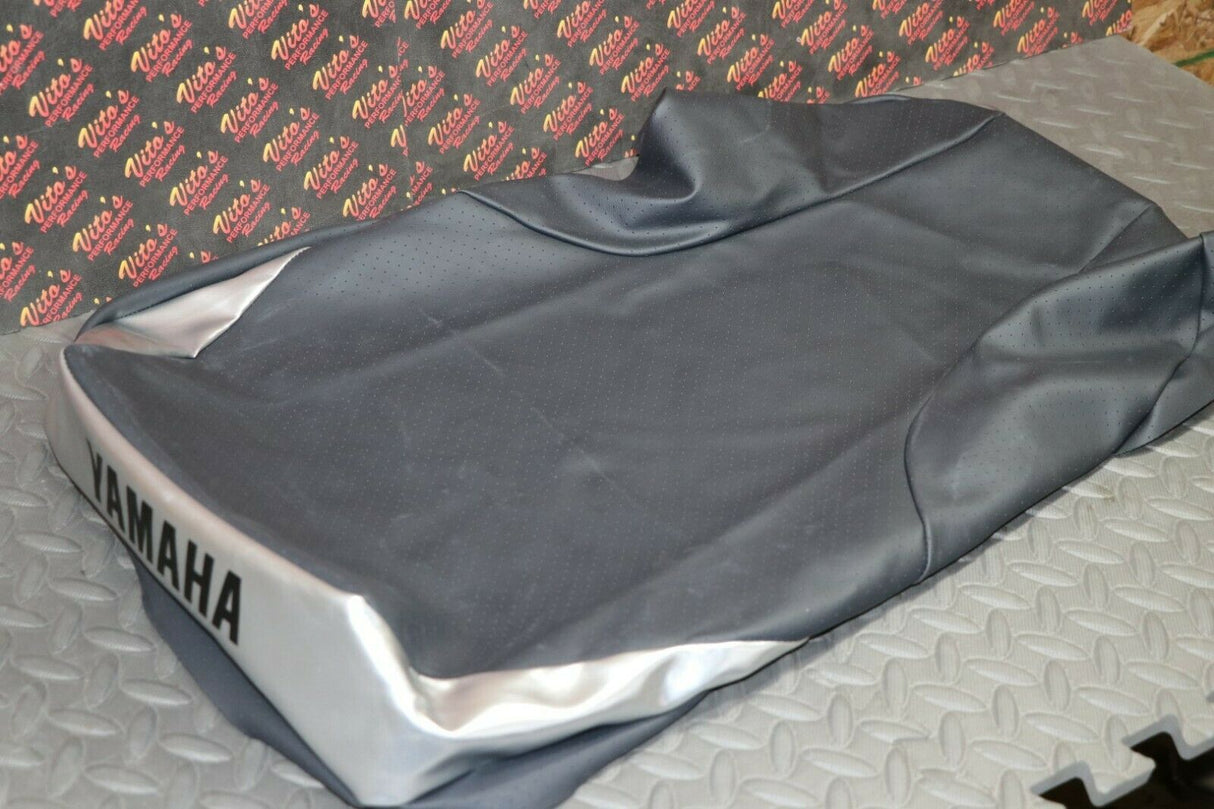 NEW SEAT COVER ONLY Yamaha Banshee cover BLACK DIMPLE + SILVER + LETTERS 3