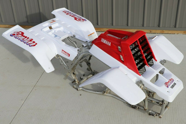 Yamaha Banshee fenders + gas tank plastic + grill + graphics WHITE  RED 1990 1