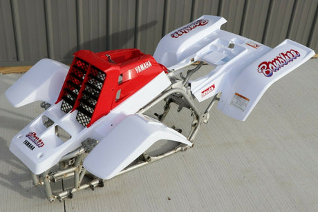 Yamaha Banshee fenders + gas tank plastic + grill + graphics WHITE  RED 1990 2