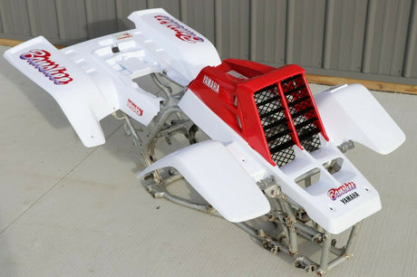 Yamaha Banshee fenders + gas tank plastic + grill + graphics WHITE  RED 1990 3