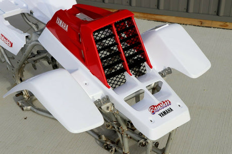 Yamaha Banshee fenders + gas tank plastic + grill + graphics WHITE  RED 1990 4