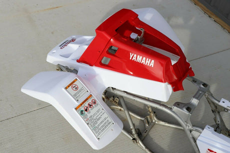 Yamaha Banshee fenders + gas tank plastic + grill + graphics WHITE  RED 1990 5
