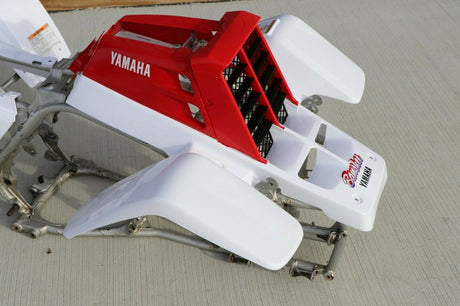 Yamaha Banshee fenders + gas tank plastic + grill + graphics WHITE  RED 1990 6