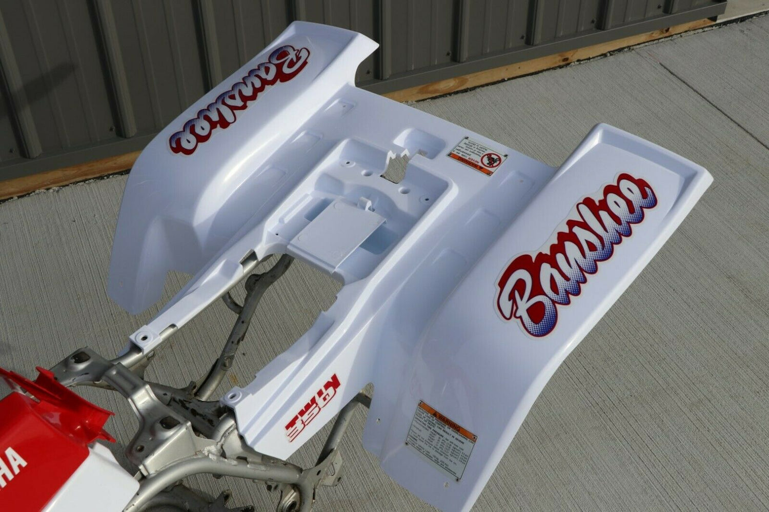 Yamaha Banshee fenders + gas tank plastic + grill + graphics WHITE  RED 1990 10