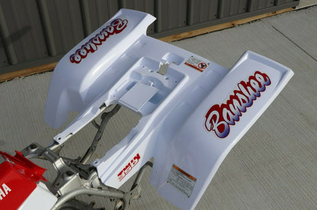 Yamaha Banshee fenders + gas tank plastic + grill + graphics WHITE  RED 1990 10