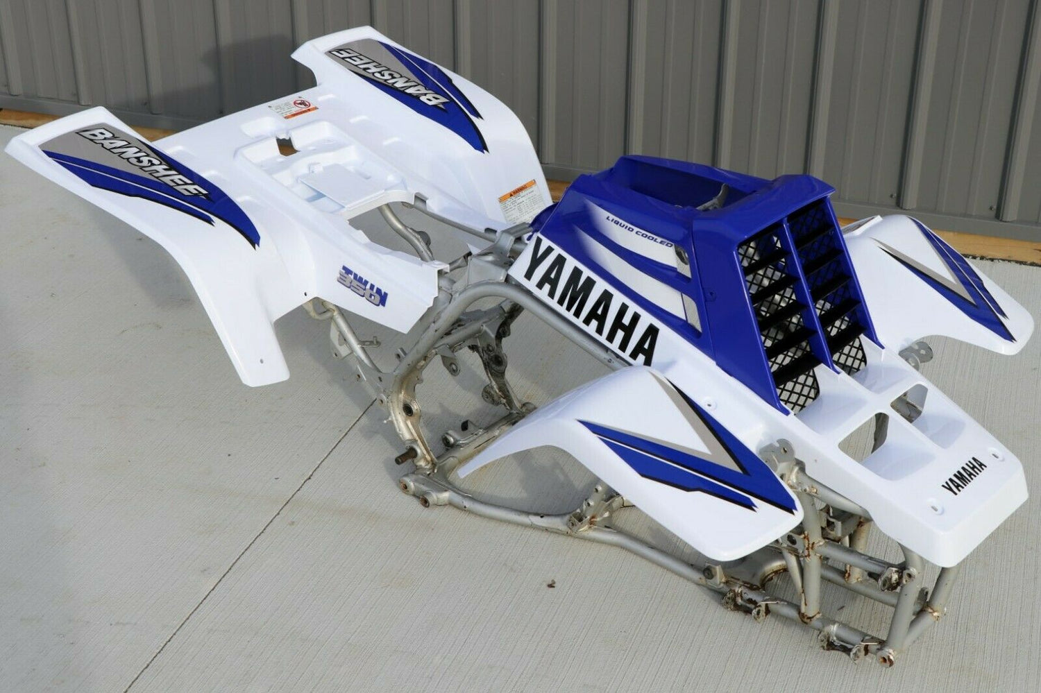 Yamaha Banshee fenders + gas tank plastic + grill + graphics WHITE  BLUE 1998 1
