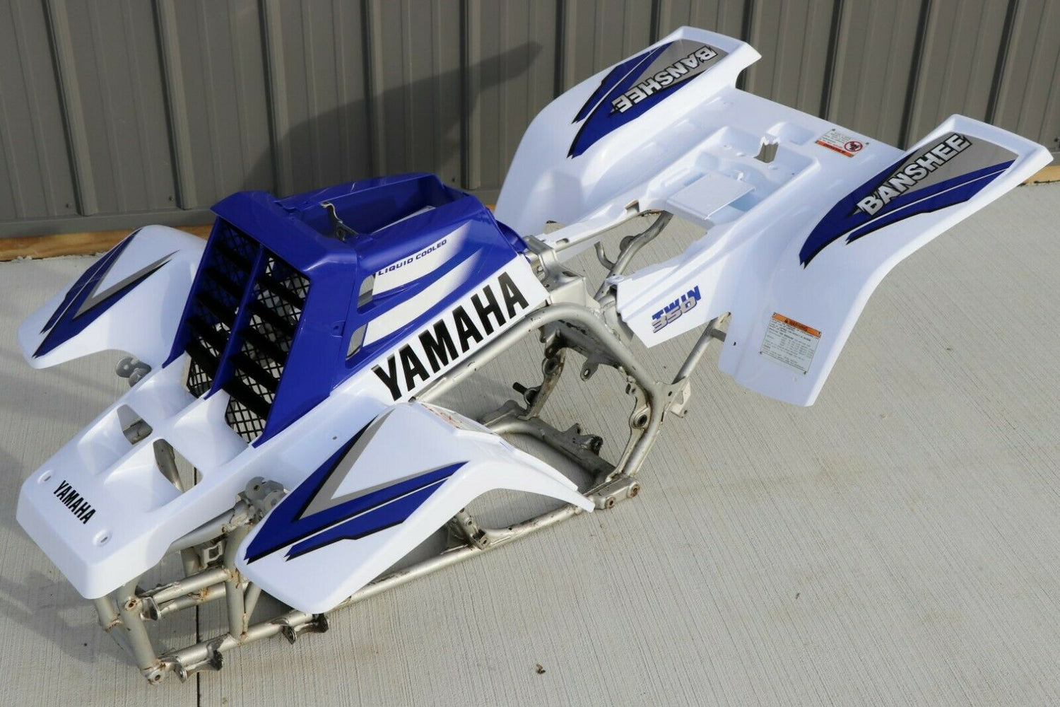 Yamaha Banshee fenders + gas tank plastic + grill + graphics WHITE  BLUE 1998 2