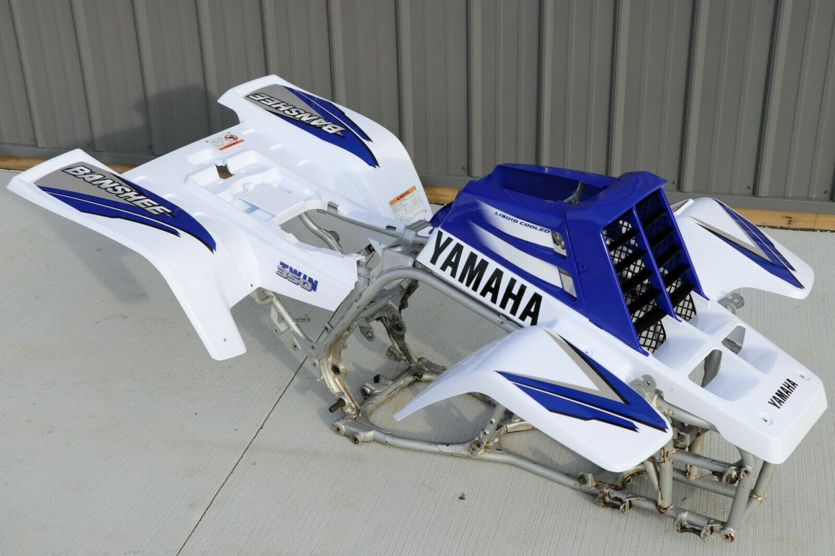 Yamaha Banshee fenders + gas tank plastic + grill + graphics WHITE  BLUE 1998 4