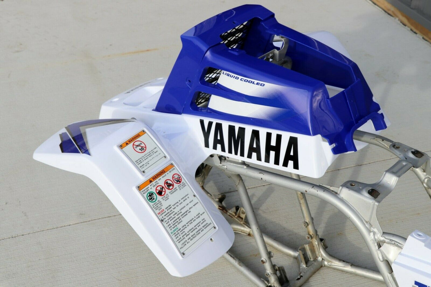 Yamaha Banshee fenders + gas tank plastic + grill + graphics WHITE  BLUE 1998 6