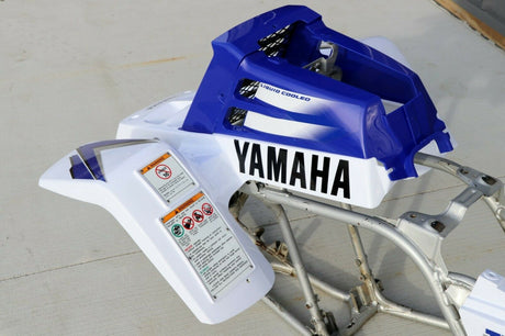 Yamaha Banshee fenders + gas tank plastic + grill + graphics WHITE  BLUE 1998 6