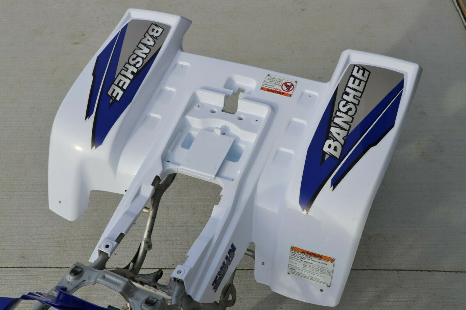 Yamaha Banshee fenders + gas tank plastic + grill + graphics WHITE  BLUE 1998 10