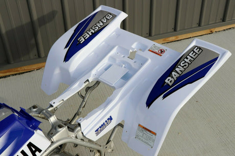 Yamaha Banshee fenders + gas tank plastic + grill + graphics WHITE  BLUE 1998 11