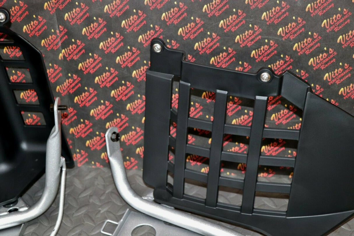 SILVER Heel Guards footrest Yamaha Banshee left right nerf bars plastic BOLT KIT 5