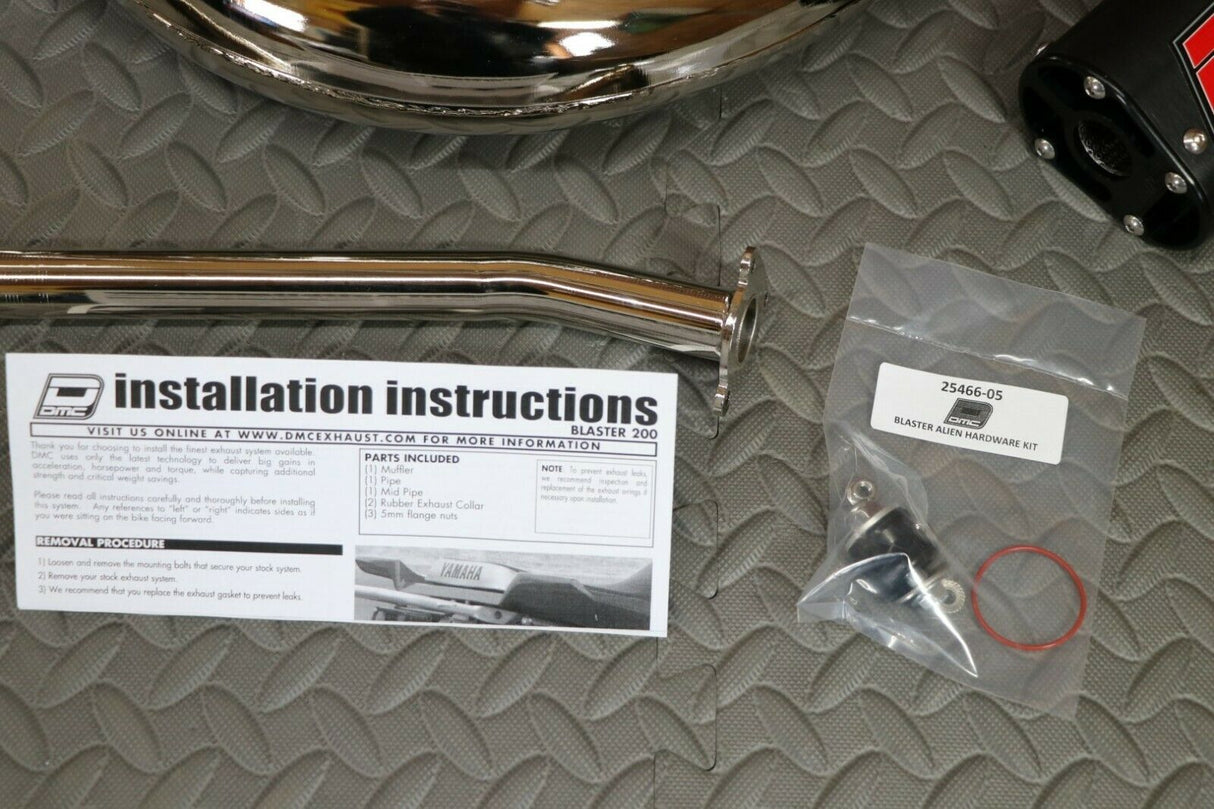DMC Alien Yamaha Blaster aftermarket exhaust pipe + silencer CHROME PLATED 6