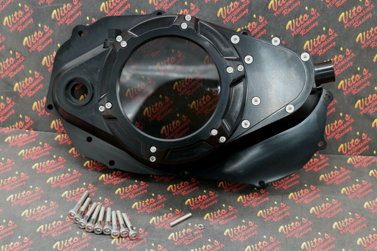 Billet aluminum Yamaha Banshee lock up CLUTCH COVER + clear window BLACK 3